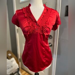 Free 2 Luv Red Satin Blouse